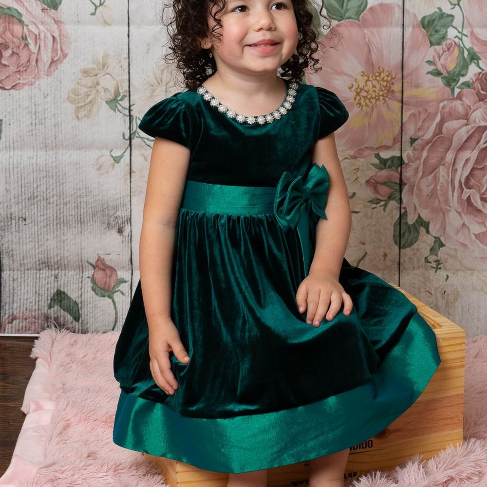 Rare Editions Hunter Green Toddler Dress